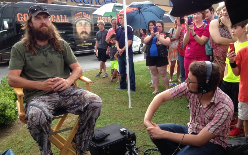 Live shot for Fox News with a star from Duck Dynasty.  For the TV show Hannity, in Hattiesburg, Mississippi.
